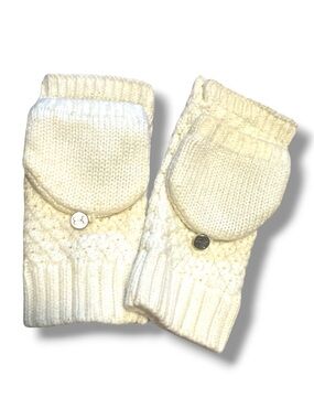 Under Armour Cream Knit Convertible Mittens with Button Detail